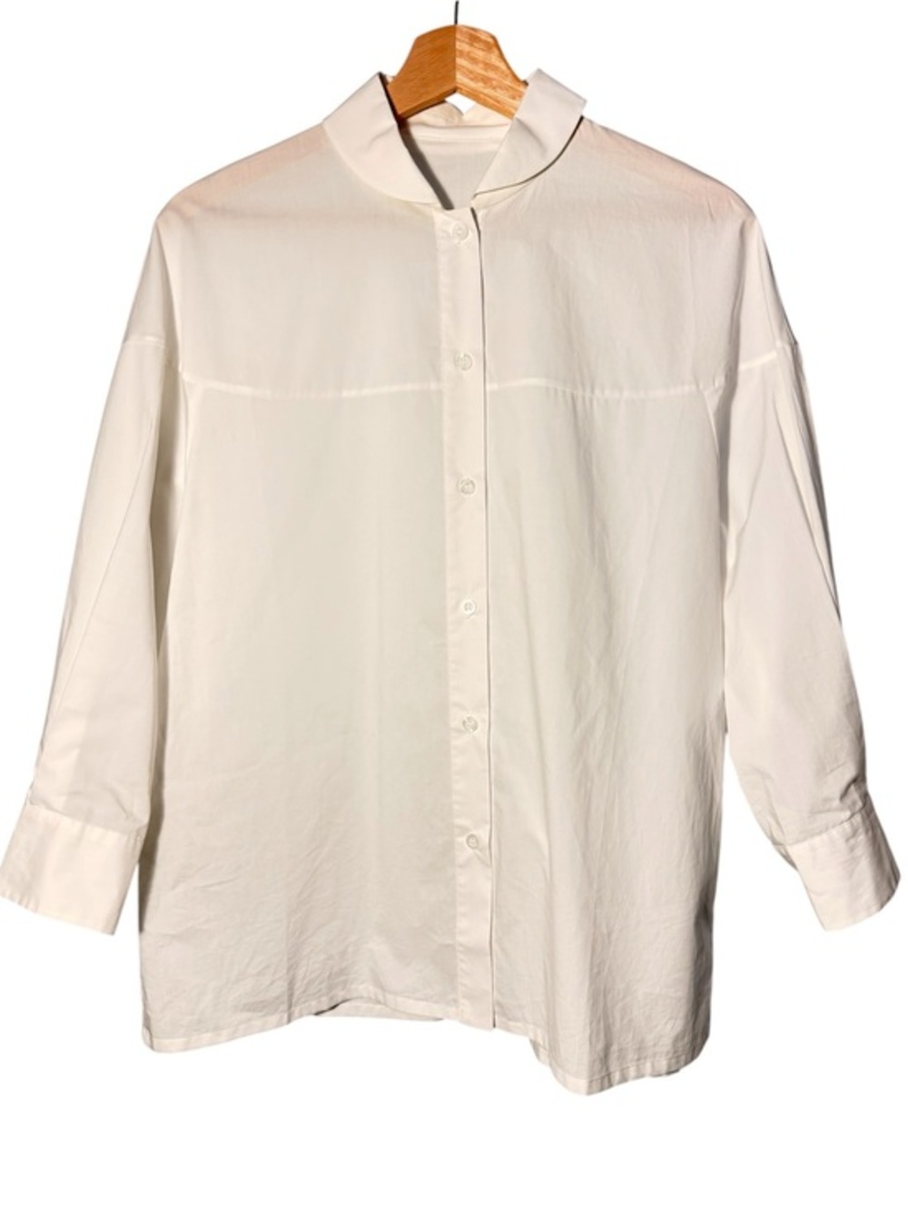 Prada Made in Italy Mandarin Collar Relaxed Button-Down Cotton Shirt size EU 36